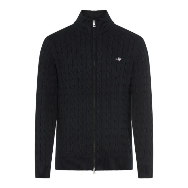Gant Strickjacke COTTON CABLE ZIPPED CARDIGAN mit Stehkragen, regular fit, Zopfmuster