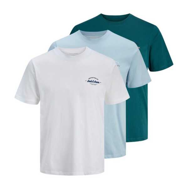 Jack & Jones T-Shirt JJBRANDON TEE SS CREW NECK 3PK MP (Packung, 3-tlg) mit kleinem Brustmotiv