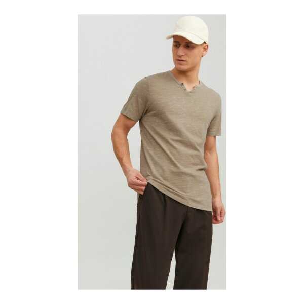 Jack & Jones T-Shirt JJESPLIT NECK TEE SS NOOS mit V-Ausschnitt