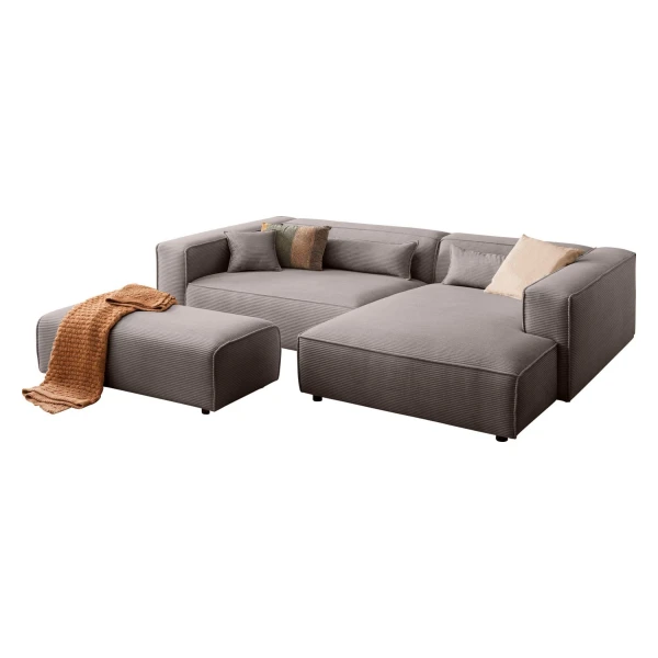LeGer Home by Lena Gercke Ecksofa PIARA XXL, L-Form, Schlaffunktion, Cord, Leinenoptik o. Strukturstoff, Hocker stellbar zum Schlafsofa (Krokodilverbinder), tiefe Sitzfläche