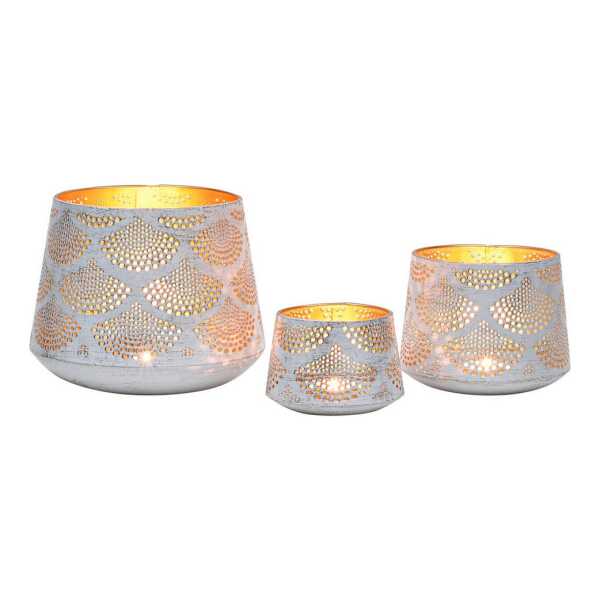 Marrakesch Orient & Mediterran Interior Teelichthalter 3er Set Boho Deko Teelichthalter Windlicht Tischdeko Yazan (3 St), Handarbeit