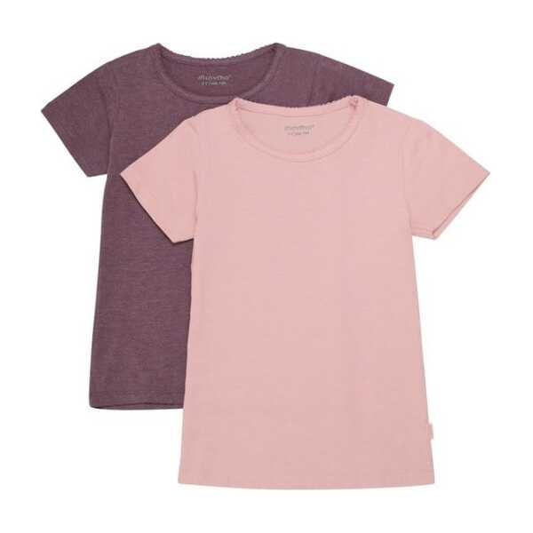 Minymo T-Shirt MIBasic 2er-Pack Kurzarmshirt Basic und mit Print