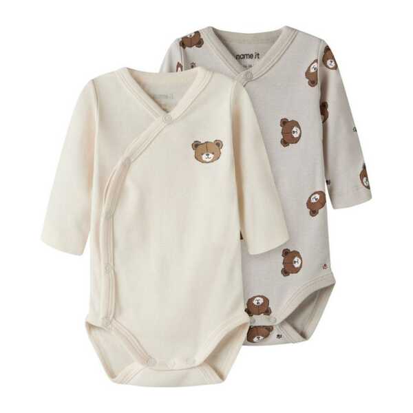 Name It Langarmwickelbody (2-tlg) NBNBODY 2P LS WRAP PUMICE BEAR