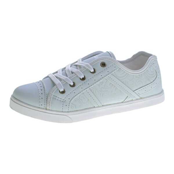 Scandi Damen Sneaker sportliche Halb Schuhe Slipper Slip-On Sneaker Blumenmuster, Frühjahr, Sommer