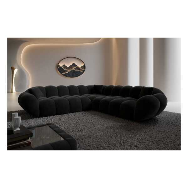 Sofa Dreams Ecksofa Maleron L Form Polstersofa, Design, 4-Sitzer, Loungesofa, Samtstoff Bezug in Schwarz