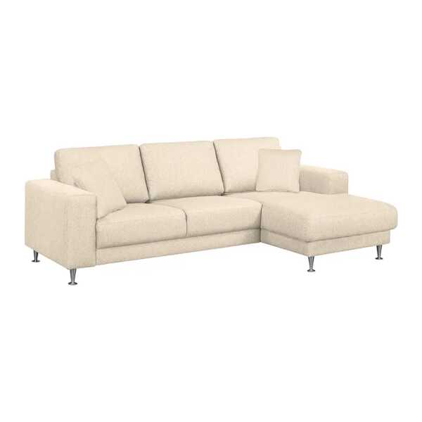 Ecksofa II Strukturstoff Beige/Hellbeige Webstoff 235 x 85 x 150cm Longchair davorstehend rechts Modern