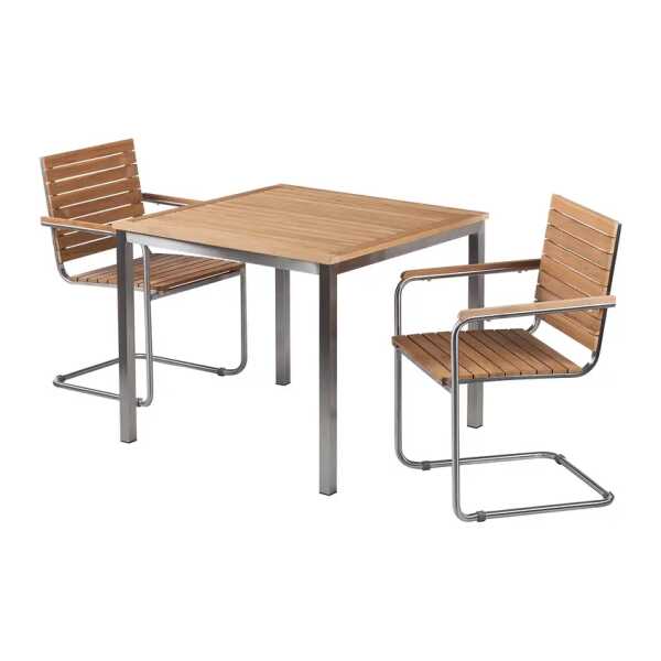 Essgruppe 3-teilig Kombi B 90 x 75 x 90cm Braun/Silber