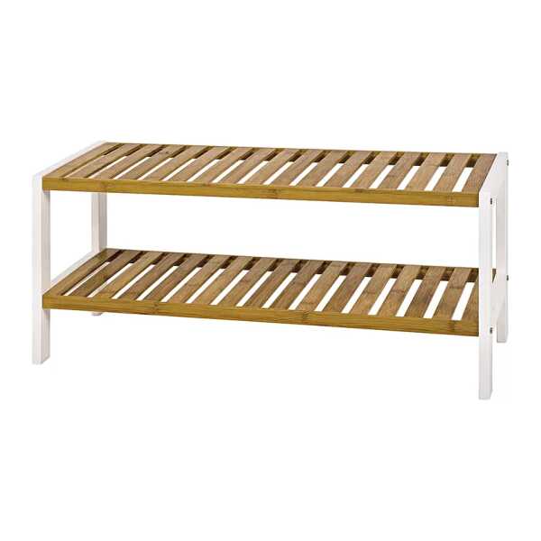 Regal Ilona I Rahmen: MDF Mitteldichte Holzfaserplatte , lackiert Ablage: Massivholz Bambus Braun/Weiß 70 x 33 x 26cm
