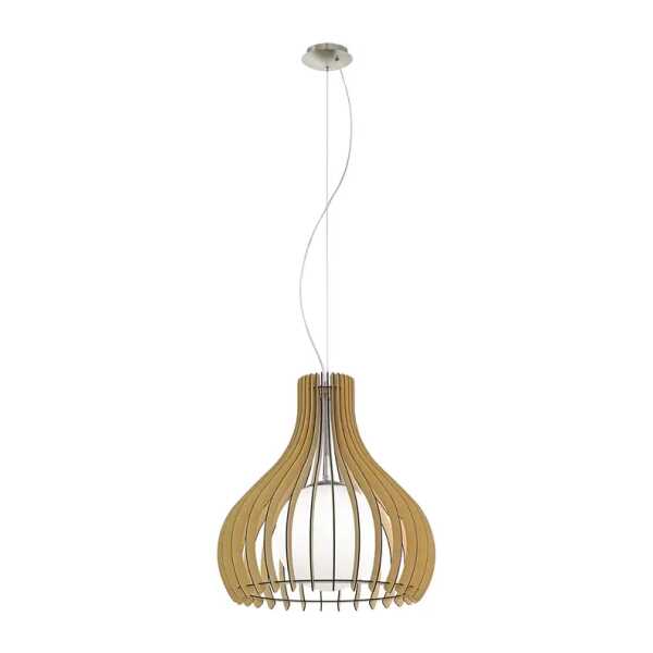 Pendelleuchte Tindori 50cm Beige/Ahorn Dekor Hauptmaterial: Massivholz Esche, lackiert Sekundärmaterial: Stahl, gebürstet E27