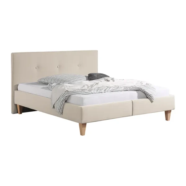 Polsterbett Alnarp Strukturstoff 180 x 200cm Bezug: Strukturstoff Füße: Massivholz Buche, geölt Beige/Kaschmir ohne Lattenrost & Matratze