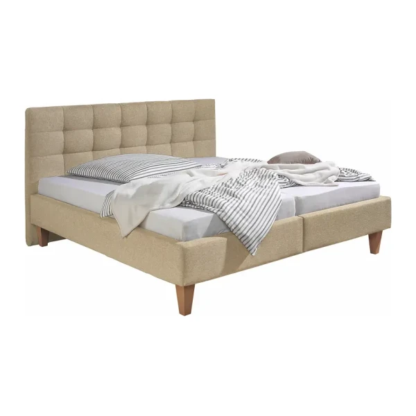 Polsterbett Stensborg 180 x 200cm Strukturstoff Beige/Beige ohne Lattenrost & Matratze