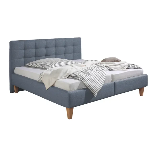 Polsterbett Stensborg 180 x 200cm Strukturstoff Blau/Schiefergrau ohne Lattenrost & Matratze