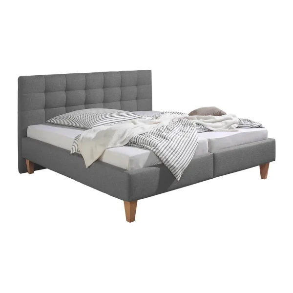 Polsterbett Stensborg 180 x 200cm Strukturstoff Grau/Silbergrau ohne Lattenrost & Matratze
