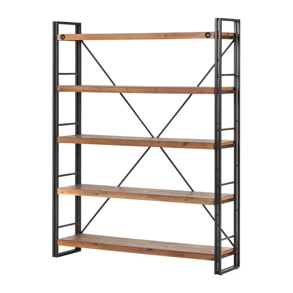 Regal 4 Fächer Breite 150 cm Böden: Massivholz Akazie, gebürstet & lackiert Gestell: Metall, pulverbeschichtet Braun/Akazie 150 x 190 x 35cm