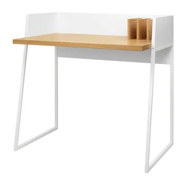 Schreibtisch Volga 90 x 88 x 60cm Weiß/Weiß/Eiche