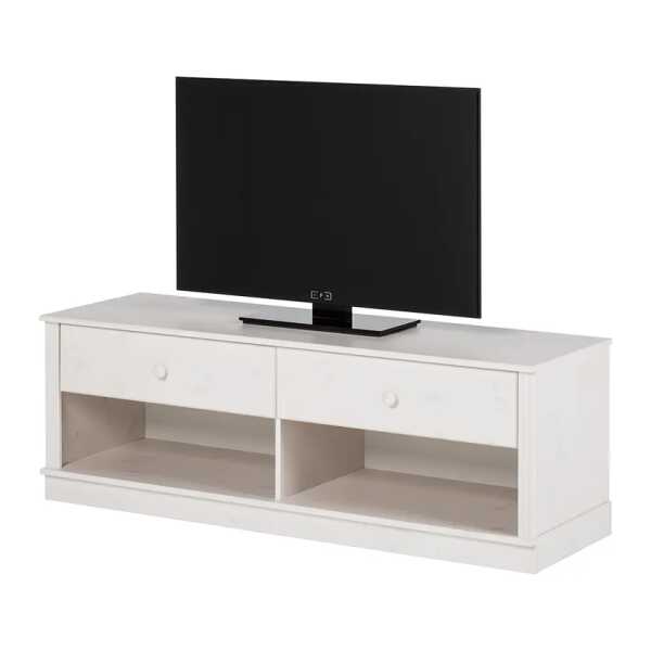 Massives TV-Lowboard Massivholz Kiefer, lackiert Weiß/Kiefer Weiß 140 x 45 x 45cm