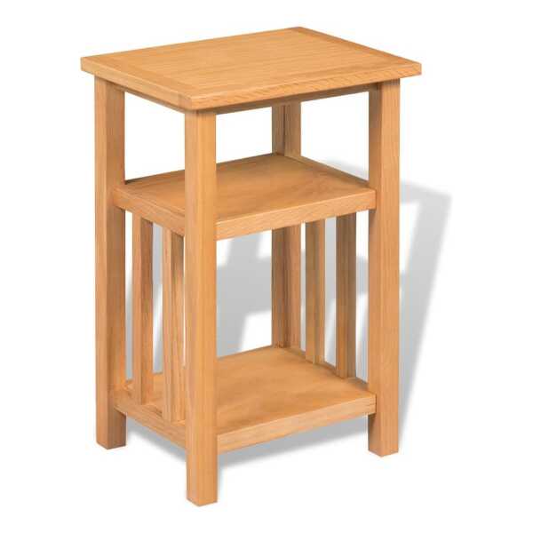 vidaXL Beistelltisch, Ablagetisch mit Zeitungsablage 27x35x55 cm Massivholz Eiche