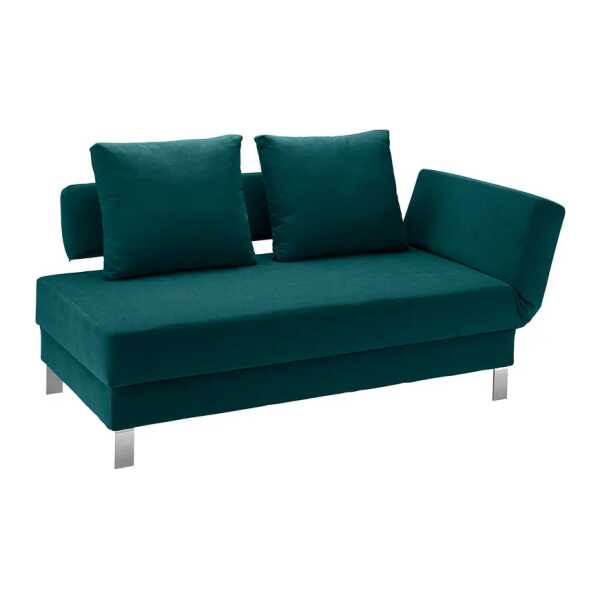 Recamiere Athmos mit Schlaffunktion Grün Flachgewebe Elisa 202 x 87 x 92cm Armlehne davorstehend rechts Modern