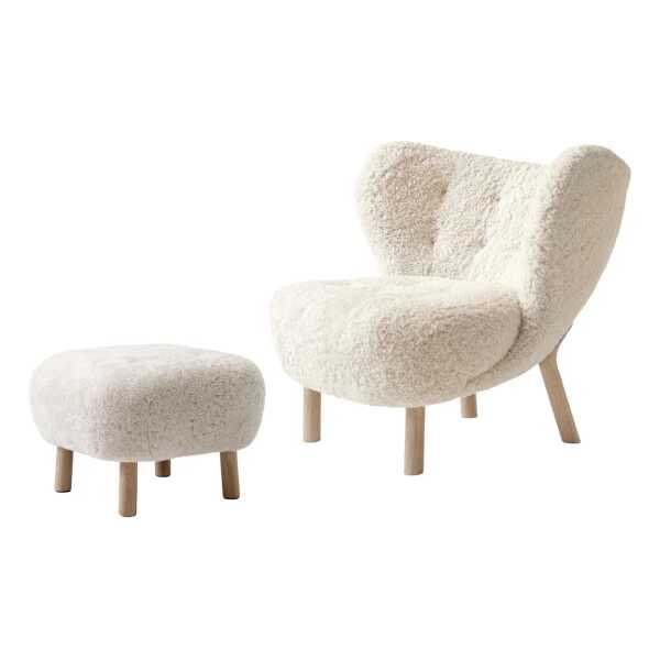 &Tradition Little Petra VB1 Fauteuil inkl. Fußhocker ATD1 Eiche weiß geölt-Moonlight