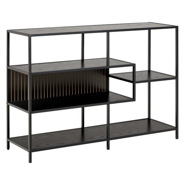 ACTONA GROUP Bücherregal Seaford, Standregal, Regal, Raumteiler, schwarzer Stahlrahmen, 5 Regale, Wendemodul, Breite 114 cm
