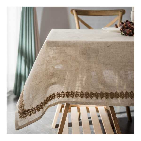 BTTO Tischdecke Vintage-Tischdecke aus Leinen mit Quasten
