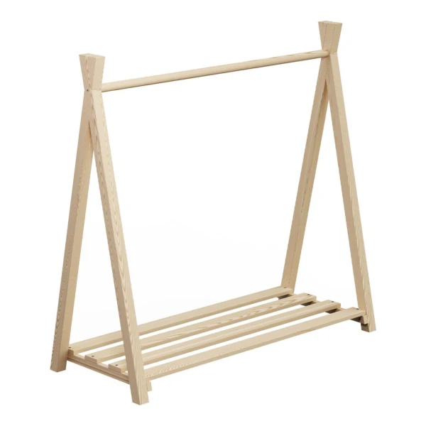 Bellabino Kleiderständer Ryck für Kinder im Tipi-Design, Kindergarderobe mit Kleiderstange & Schuhablagefläche