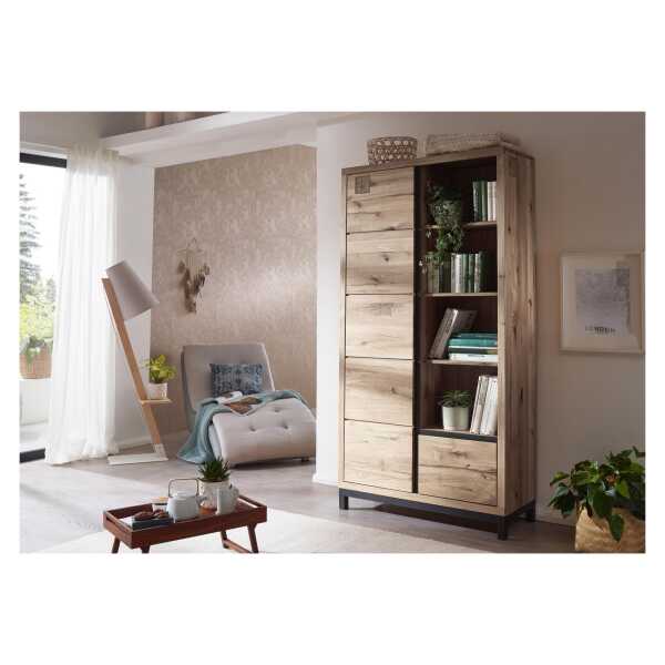 Bücherregal Wildeiche 100x40x200 bianco geölt VILLANDERS #239