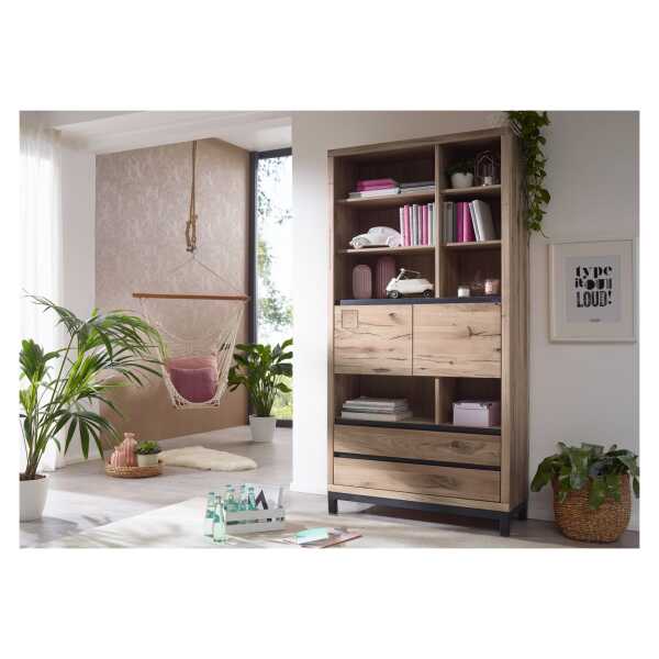 Bücherregal Wildeiche 100x40x200 bianco geölt VILLANDERS#238