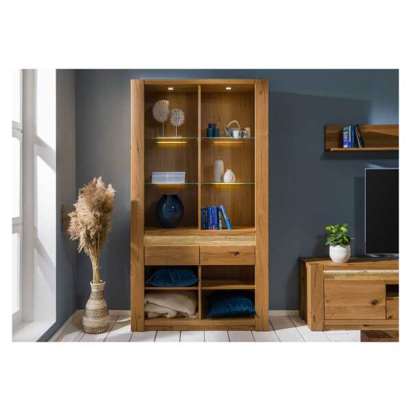Bücherregal Wildeiche 113x40x205 braun geölt KENT #329