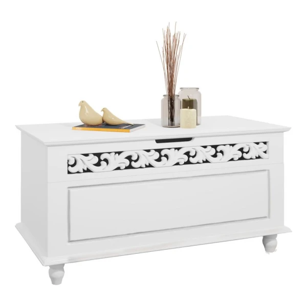 Casaria Holzkiste Jersey, mit Stauraum Klappbarer Deckel 80x40x48 cm Groß Holz Sitztruhe