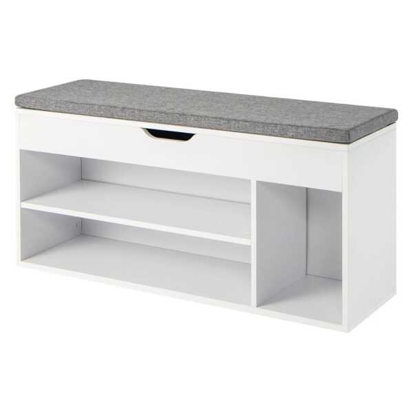 Costway Schuhbank mit Sitzfläche und Stauraum Sitzkissen Grau