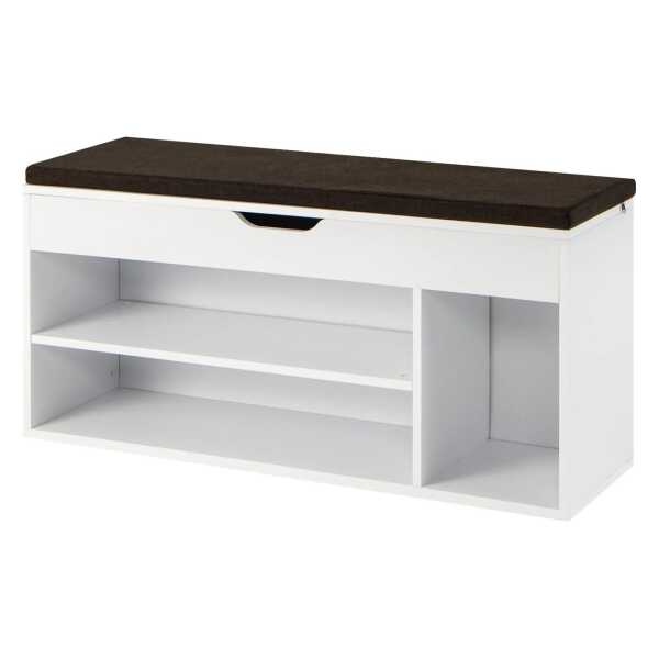 Costway Schuhbank mit Sitzfläche und Stauraum Sitzkissen Weiß