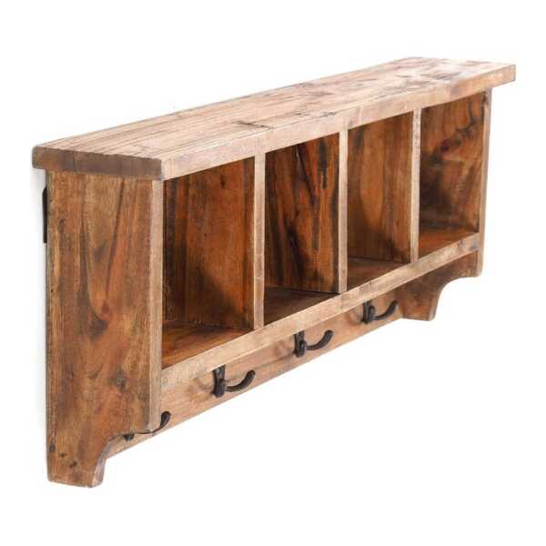 DESIGN DELIGHTS Wandgarderobe VINTAGE HAKENLEISTE mit ABLAGEFÄCHERN 70x27cm Wandgarderobe 8 Haken