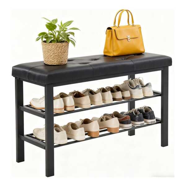 DUMOS Schuhbank Praktische Schuhbank für bequemes An- und Ausziehen (Sitzbank für Schuhe), Sitzfläche aus Kunstleder