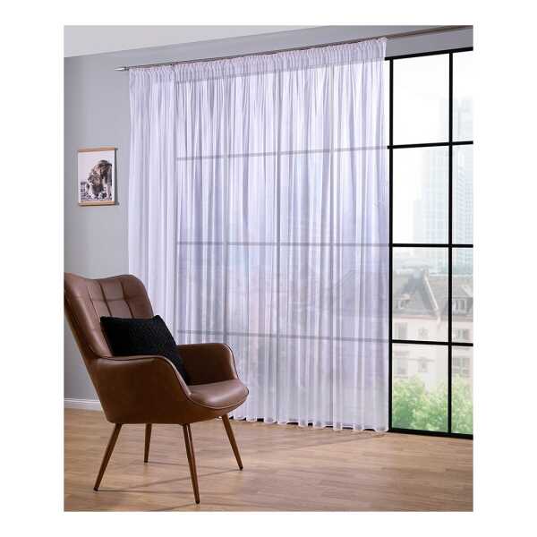 DecoHome24 Gardine Leinen (1 St), Kräuselband, halbtransparent