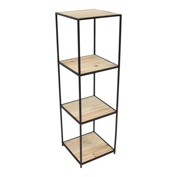 Dekoleidenschaft Standregal "Modern Living" Regal aus Holz & Metall, schwarz, 116 cm hoch, 4 Böden, Wohnzimmerregal, Bücherregal, Küchenregal, Badregal