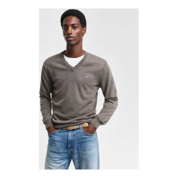 Gant V-Ausschnitt-Pullover COTTON/WOOL normale Passform, Strickpullover