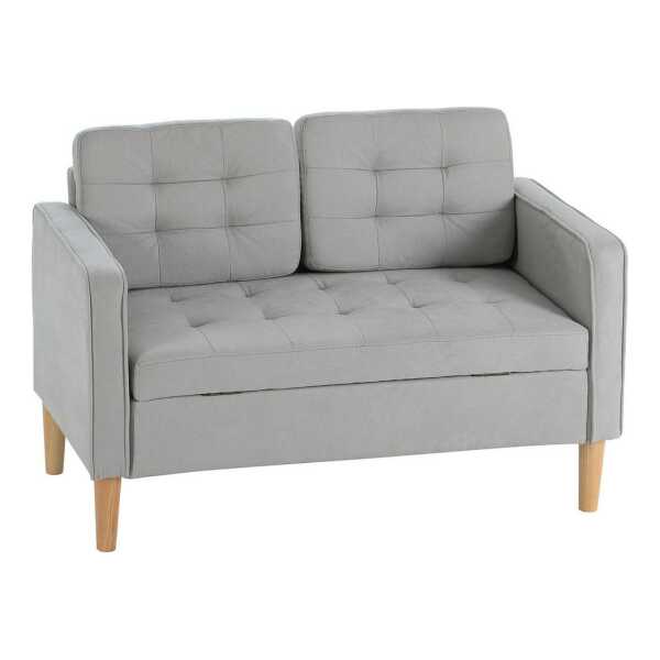 HOMCOM 2-Sitzer Couch mit Stauraum, Holzbeine, Polstersofa 1 Teile, für Wohnzimmer, Hellgrau