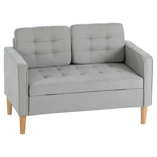 HOMCOM 2 Sitzer Sofa, Couch mit Stauraum, Gepolsterter Polstersofa, Doppelsofa mit Samtoptik für Wohnzimmer, Schlafzimmer, 117x 62 x 78 cm Aosom