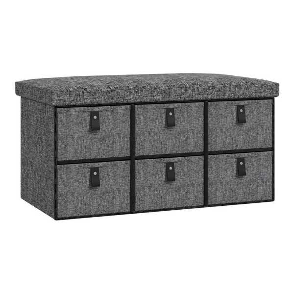 HOMCOM Schuhbank mit 6 Schubladen (Sitzbank, 1-St., Schuhregal mit Sitzfläche), für Flur, Wohnzimmer, Schlafzimmer, bis 120kg belastbar, Dunkelgrau