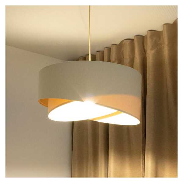 Hängeleuchte Boho, creme/beige, Ø 50 cm, Höhe 23 cm, Leinen