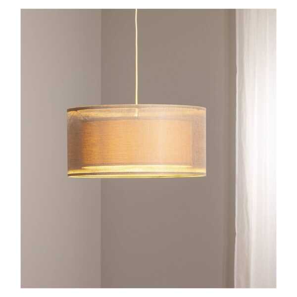 Hängeleuchte Duo Den Light, beige, Ø 50 cm, Leinen, PVC