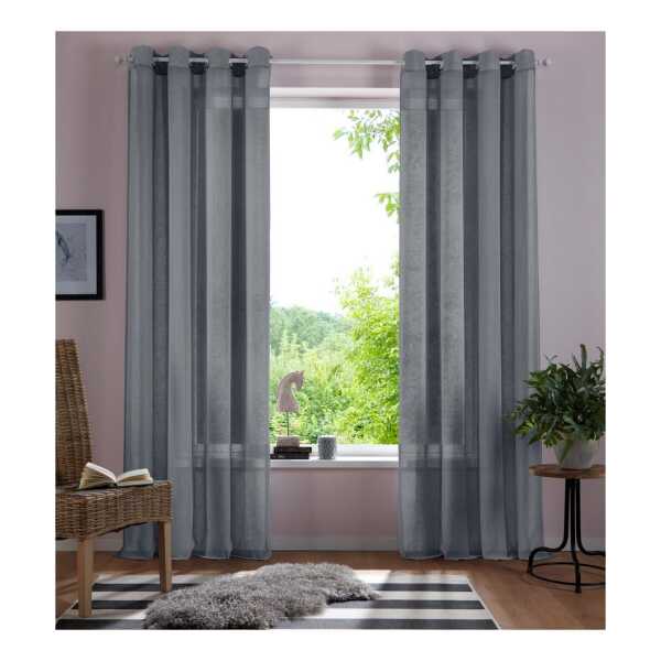 Home affaire Gardine Mara (1 St), Ösen, transparent, transparent, Leinen Optik, monochrom, basic
