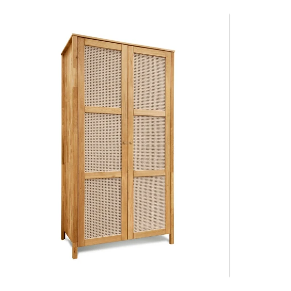 Home affaire Kleiderschrank Hällevik, Kleiderschrank, Aufbewahrung, Stauraum, Soft-Close-Funktion Türfronten mit Wiener Geflecht, FSC® Zertifizierte massive Eiche