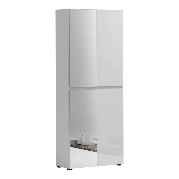 Home affaire Schuhschrank Mister,Schuhkommode,Schuhmöbel,Schuhablage,Schuhregal Hochglanz lackiert, B/T/H: 80x34x200 cm, 4 Türen, 12 Fächer, 2 Spiegel