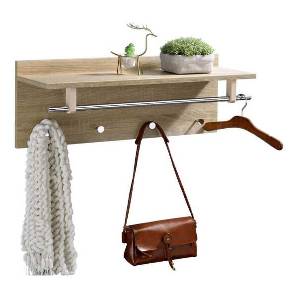 IDIMEX Garderobenhalter ULF, Wandgarderobe mit Kleiderhaken und Hutablage, Flurmöbel sonoma eiche