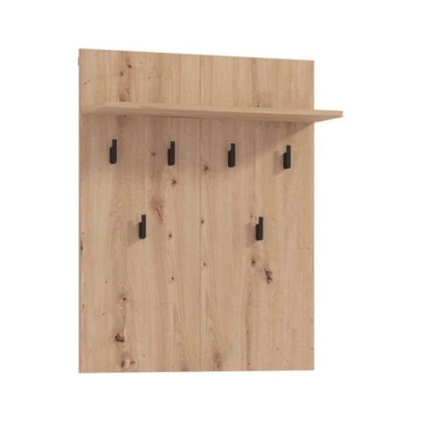INOSIGN Garderobenpaneel Landes, Garderobe mit 6 Haken und Hutablage, Wandgarderobe, mit Regal, Höhe 83 cm, in Artisan Eiche