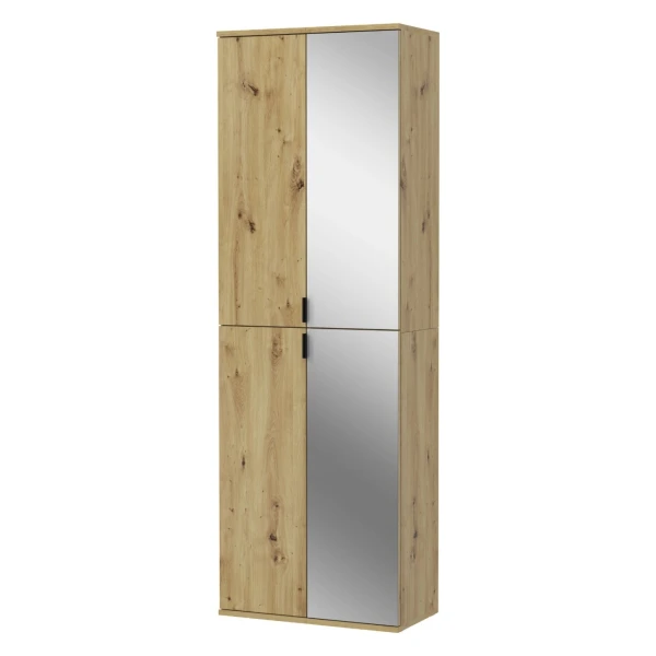 Inn.Furn Schuhschrank Eiche Artisan 60 cm mit Spiegel Line-Up
