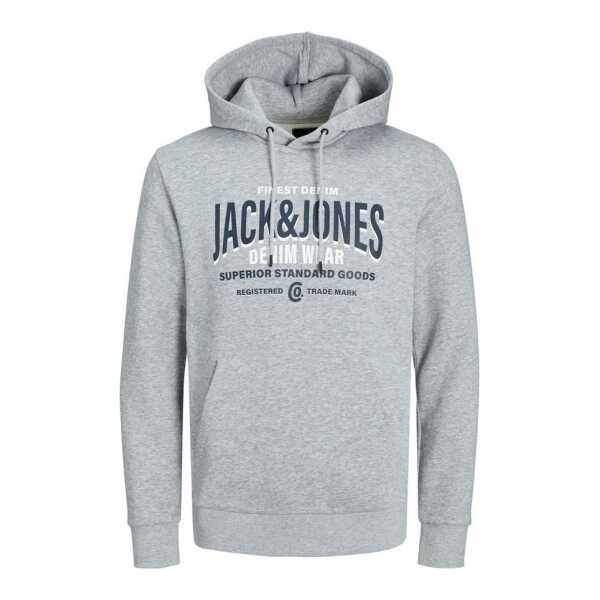 Jack & Jones Hoodie Herren Pullover Sweater Grau JJESTAR LOGO SWEAT HOOD