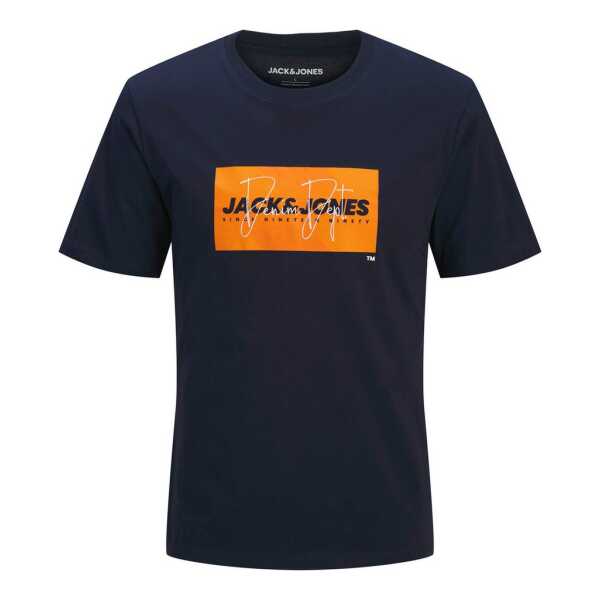 Jack & Jones Rundhalsshirt Jack&Jones Übergrößen T-Shirt navy JJCOLE Print